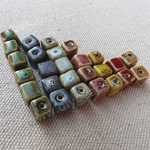  Bead mix, fancy glaze porcelain,multicolored, 8x8mm cube. Sold per pkg of 100 beads