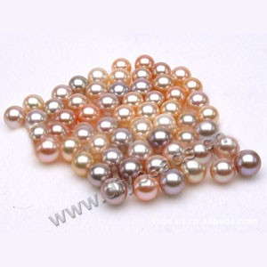 Pearl, cultured freshwater ,peach/mauve, 6-6.5mm half-drilled round, AAA grade. Sold per pkg of 4pairs