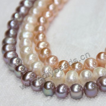 Pearl, cultured freshwater,purple gold white,8-9mm round, AAA grade. Sold per bag of one strand