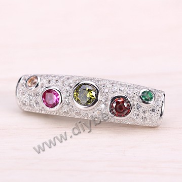 Spacer Bead, 925 sterling silver, micro pave, 23mm tube, 2.5mm hole. Sold per pkg of 1 bag-(2 pieces).