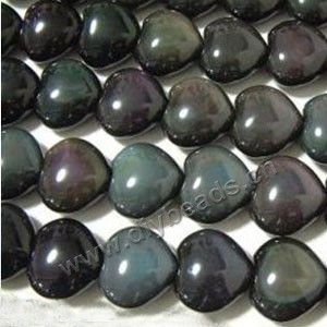 Bead, rainbow obsidian (natural), 16mm heart. Sold per 15-inch strand