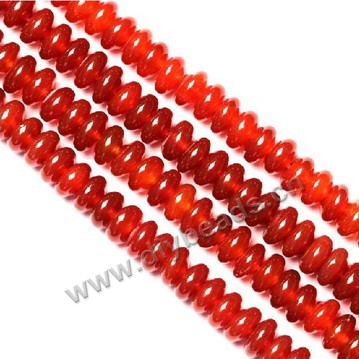 Bead, red agate (dyed/heated), 8x4mm rondelle, Mohs hardness 6-1/2 to 7. Sold per 15-inch strand.