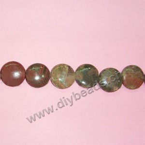 Bead, autumn jasper (natural), 31mm flat round, Sold per pkg of five 15-inch strand
