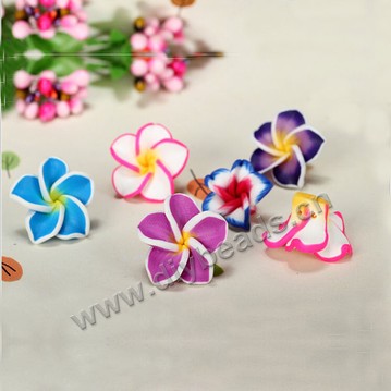 Bead, polymer clay,mixed color,20x10mm flower. Sold per pkg of 5.