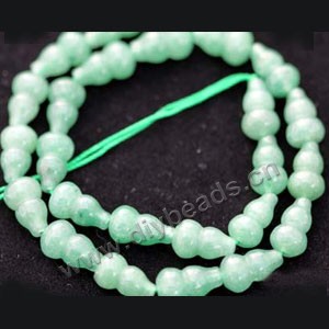 Bead, green aventurine (natural), 12x10mm carved gourd. Sold per 16-inch strand