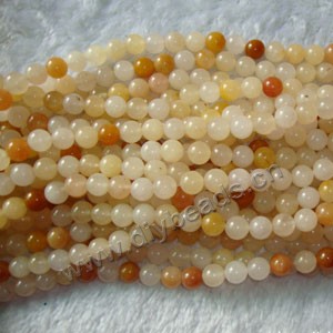 Bead, yellow aventurine (natural), 6mm round. Sold per 16-inch strand