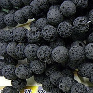 Bead,  lava rock (natural), 14mm round. Sold per 16-inch strand.