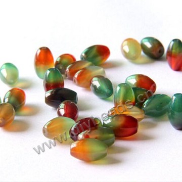 Bead,green agate (dyed), 12x8mm barrel beads. Sold per strand 33pcs beads.