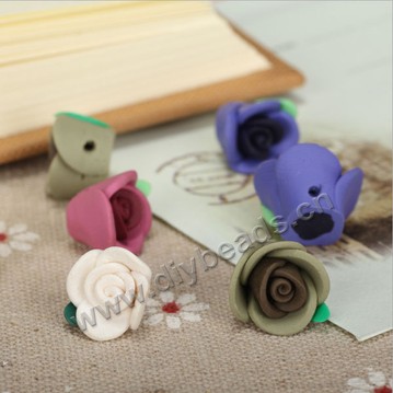 Bead, polymer clay,mixed color,12x9mm flower. Sold per pkg of 5.
