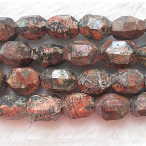 Bead, leopardskin jasper (natural), 13x18mm facetd nugget. Sold per 16-inch strand.