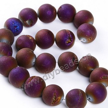 Bead,geode agate,dark red color,frosted 10mm round, Sold per one strand.