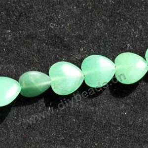 Bead,  green aventurine (natural), 9mm puffed heart. Sold per 16-inch(40cm) strand.