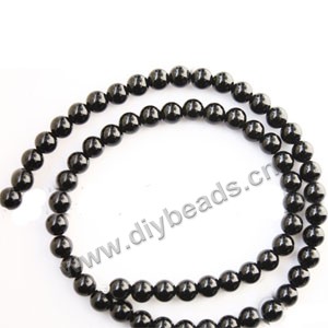 Bead, black agate (dyed), 6mm round. Sold per 15-inch strand.