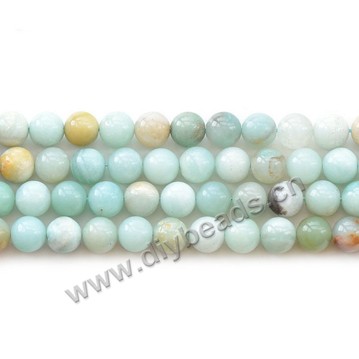 Bead,mixed color amazonite (natural), 6mm round. Sold per 16-inch(40cm) strand