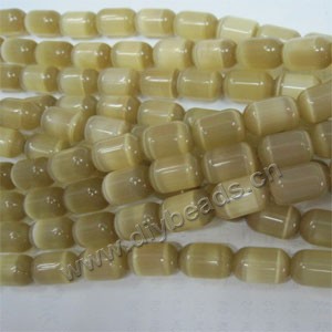 Bead, cat's eye glass,dark yellow, 17x14mm round tube, Sold per 14.5-inch strand.