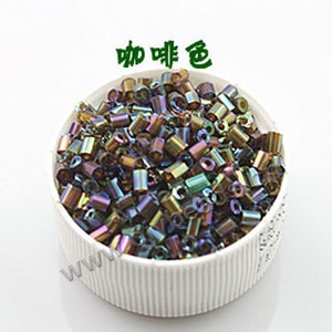 Bugle bead, glass,rainbow ,light brown,#1(2x2mm) beads. Sold per pkg of 80 grams,approximately 4,500ps.