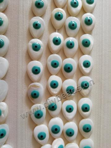 Fashion Mother of pearl shell turkey marquise evil eye beads