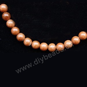 Bead, brown goldstone (manmade), 6mm round. Sold per 14.5-inch strand
