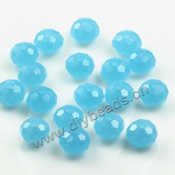 bead,glass wheel faced beads,8x10mm,blue color,per pkg of 5 strands