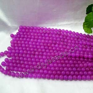 Bead, Malaysia "jade" (dyed), purple. 6mm round, Mohs hardness 7. Sold per 15-inch strand