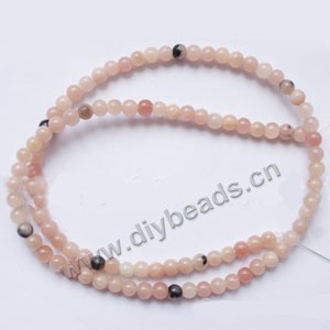 Bead, pink "opal" (natural), 4mm round. Sold per 15-inch strand.