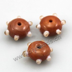 fashion bead,lampworked glass, brown, 7x15mm bumpy rondelle with 1.5mm hole. Sold per pkg of 20.factory price,diy beads.