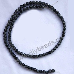 Bead, snowflake jasper (natural), 4mm round. Sold per 15-inch strands