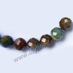 Bead, India agate (natural), 14mm faceted round. Sold per 15-inch strand.
