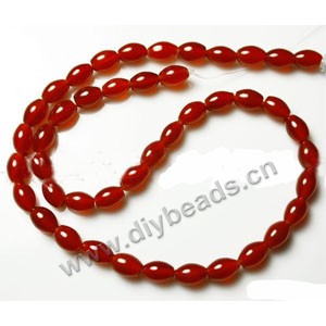 Bead, dark red agate (dyed), 6x9mm oval. Sold per 15-inch strand.