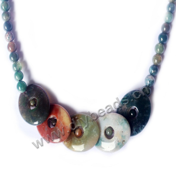 Bead, gemstone ,indian agate beads, 45.7cm fashion necklace with  ancient good luck lock,sold per pkg of 1.