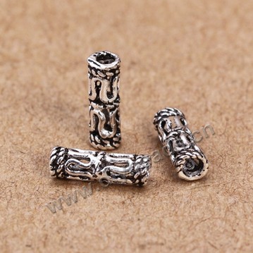 Tube, 925 Thai silver, carved, 2*8mm, Sold per pkg of 30 pieces.