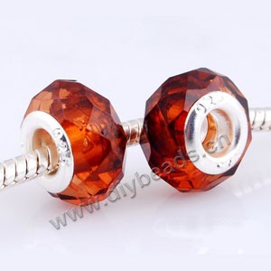 Bead,big-hole beads,acrylic with brass grommets,crystal brown ,9x14mm faceted rondelle ,5mm hole,sold per pkg of 10ps
