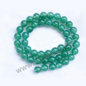 Bead, green agate (dyed), 8mm round. Sold per 15-inch strand.