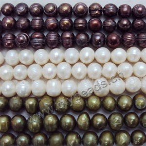 Pearl, cultured freshwater (dyed),mixed colors, 9-10mm potato. Sold per pkg of(6)14.8-inch(37cm) strand