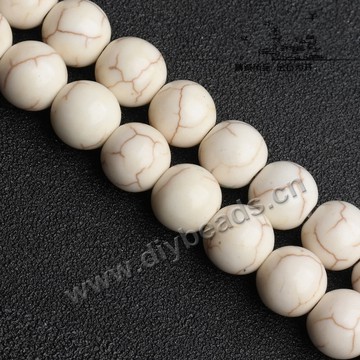 High quality polished round natural stone white howlite beads 14mm,sold per pkg of 10strands