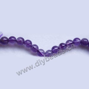 Bead, amethyst (natural), medium to dark, 6mm round, A- grade, Mohs hardness 7. Sold per 15-inch strand