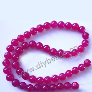 Bead, fuchsia "jade" (dyed), 8mm round. Sold per 15-inch strand,approximately 50 beads .