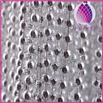 Beads,acrylic  beads with chain,round silver color,6 mm round. Sold per pkg of 500grams