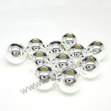 Bead, 925 sterling silver, 5mm diameter, 2.0mm hole, Sold per pkg of 1 bag-50 pieces.