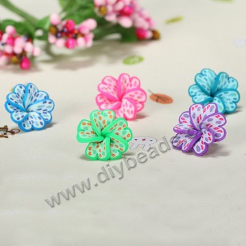 Bead, polymer clay,mixed color,12x6mm flowers. Sold per pkg of 5.
