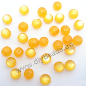 Bead, acrylic, cat's eye  yellow, 10mm round. Sold per pkg of 60ps