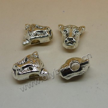 bead, big-hole beads,tiger head,silver color 16.5x16x9.8mm,4.8mm hole. Sold per pkg of 100pcs