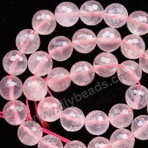 Bead, rose quartz (natural), 10mm 128faceted round, B grade, Mohs hardness 7. Sold per 15-inch strand