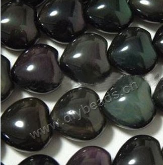 Bead, rainbow obsidian (natural), 20mm heart. Sold per 15-inch strand