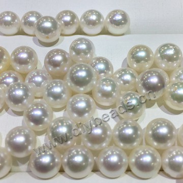 Pearl,saltwater loose pearl, Akoya natural pearl,white round 9-9.5mm, sold per pkg of 1 pcs