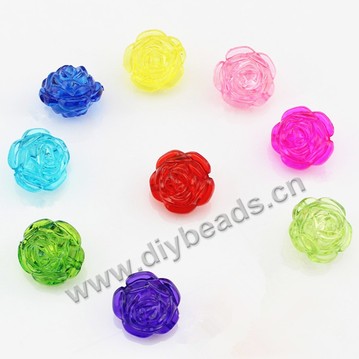 Bead, acrylic, 10 colors for option, 25*25mm double face flower. Sold per pkg of 500 grams.