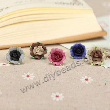 Bead, polymer clay,mixed color,15x8mm flower. Sold per pkg of 5.
