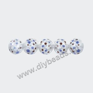 Bead, hand-blown glass, multicolored dots, 20mm hollow round. Sold per pkg of 10