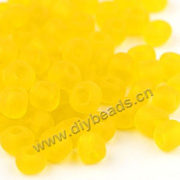 seed bead,glass,frosted yellow,#11 round,sold per pkg of 450g