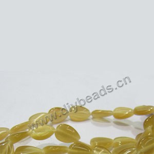 Bead, cat's eye glass, yellow ,12x8mm heart. Sold per 15-inch strand.